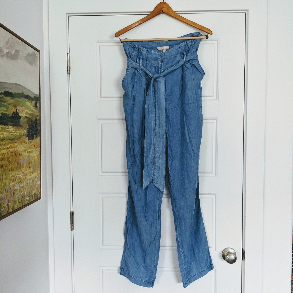 Paper Bag Chambray Wide Leg Pants - Picture 8 of 8